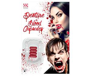Widmann Dientes de vampiro de PVC con cápsulas de sangre