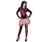 WIDMANN Disfraz Adulto Colour Rosa con diseño de Calavera, Camiseta, Pantalones, tutú y Guantes sin Dedos