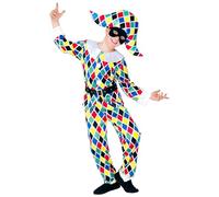 W WIDMANN MILANO Party Fashion - Disfraz de Arlequín, para niño, compuesto por chaqueta, pantalón, cinturón y sombrero, para carnaval y fiestas temáticas