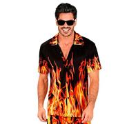 W WIDMANN MILANO Party Fashion - Camisa hawaiana, manga corta Camisa, flores, aloha, fiesta en la playa, disfraz