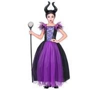 Widmann - Disfraz infantil de Malefizia, vestido, tocado, Halloween, carnaval, fiesta temática