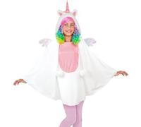 Widmann Disfraz infantil de unicornio 48165 48165, poncho con capucha, manta, fiesta temática, carnaval, niña, multicolor, talla única para la mayoría de los niños