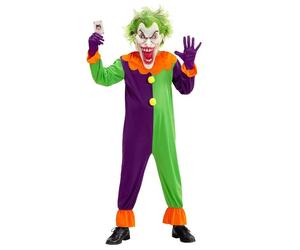 Widmann Evil Jester (Coat, Pants, Hooded Mask) (164 cm / 14-16 Years) Black