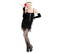Widmann Flapper Black - (Dress, Headband With Feathers) (L) Black