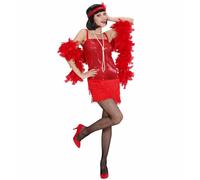 Widmann Flapper (Dress, Headband With Feather) (XL) Red