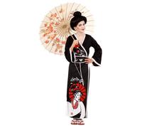 Widmann Geisha (Kimono, Belt, Chopsticks) (158 cm / 11-13 Years) Black