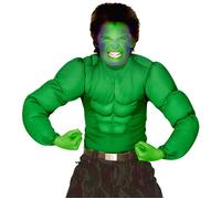 W WIDMANN MILANO Party Fashion - Camiseta musculosa para niños, verde, six-pack, soldado, superheroe, villano, disfraces