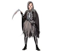 Widmann Grim Reaper (Bones Dress, Tights & Gloves, Hooded Cape, Chains) (128 cm