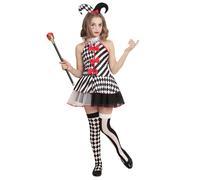Widmann Harlequin (Dress, Mini Hat) (140 cm / 8-10 Years) Different Colors