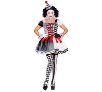 Widmann Harlequin (Dress, Ruff, Cuffs, Mini Hat) (M) Black