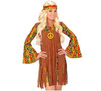 Widmann Hippie Girl (Dress With Vest, Headband, Peace Sign Necklace) (S) Differe