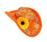 WIDMANN - Ibiza Style Hat for Adults Unisex, with Sunflower, Plush Finish, 60s, Hippie, Flower Children, Carnival