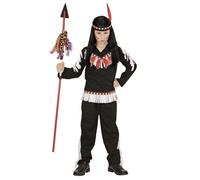 Widmann Indian (Coat, Pants, Headband) (128 cm / 5-7 Years) Black