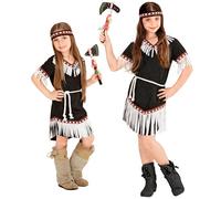 Widmann Indian Girl (Dress, Belt, Headband) (104 cm / 2-3 Years) Black