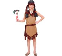 Widmann Indian Girl (Dress, Belt, Headband) (140 cm / 8-10 Years) Brown