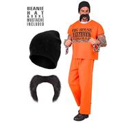 W WIDMANN MILANO Party Fashion - Disfraz preso, camiseta, pantalón, gorro, bigote, preso, convicto