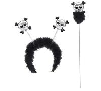 Widmann ? Juego diadema y varita Calavera con huesos Womens, Negro, talla única, vd-wdm1787 K