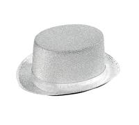 WIDMANN 2497S - Cilindro de Fieltro Lurex, Unisex Adulto, Gorro, Años 1910, Años 20, Año Nuevo, Espectáculo, Bailarines, Carnaval, Talla Única, Color Plata