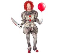 Widmann Killer Clown (Shirt, Pants, Overpants, Belt, Shoe Covers) (S) Grey