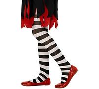 WIDMANN Medias Panty a Rayas Blanco y Negro para Niñas - 7-10 años