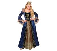 Widmann Medieval Queen (Dress With Crinoline Underskirt, Crown) (L) Blue