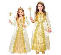 Widmann Medieval Queen (Dress With Petticoat, Crown) (140 cm / 8-10 Years) Gold