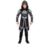 W WIDMANN MILANO Party Fashion - Disfraz de caballero oscuro para niños, negro, Edad Media, soldado, ninja, guerrero