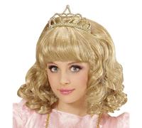 WIDMANN MILANO PARTY FASHION - Peluca de princesa con tiara para niños, pelo sintético, peluca rizada, peluca de cuento de hadas