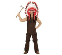 Widmann Native Indian (Dress, Belt, Headband With Feather) (XL) Brown
