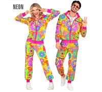 Widmann Neon Flower Power Hippie Party Fashion Tracksuit (Jacket, Pants) (XXL) P