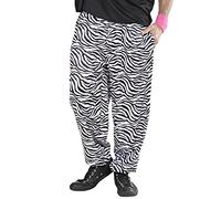 W WIDMANN MILANO Party Fashion - Pantalones años 80, estampado cebra, holgados, pantalones, pantalones de chándal sueltos, fiesta temática, carnaval