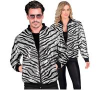 Widmann Party Fashion Bomber (Animalier Zebra Sequin Bomber) (L/XL) Silver