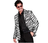 Widmann Party Fashion Jacket (Animalier Zebra Sequin Jacket) (L) Silver