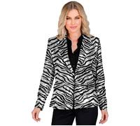 Widmann Party Fashion Jacket (Animalier Zebra Sequin Jacket) (XL) Silver