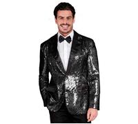 Widmann S.r.l. Chaqueta Party Fashion negra con lentejuelas, cuello satinado y bolsillos para hombre