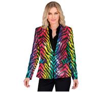 Widmann Party Fashion Jacket (Rainbow Animalier Tiger Sequin Jacket) (S) Rainbow