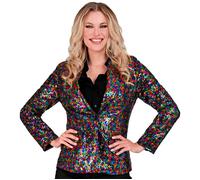 Widmann Party Fashion Jacket (Silver Sequin Jacket With Satin Collar And Pockets