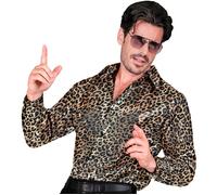 Widmann Party Fashion Shirt (Animalier Leopard Sequin Shirt) (L/XL) Gold
