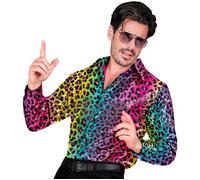 Widmann Party Fashion Shirt (Rainbow Animalier Leopard Sequin Shirt) (L/XL) Rain