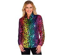 Widmann Party Fashion Shirt (Rainbow Animalier Leopard Sequin Shirt) (S/M) Rainb