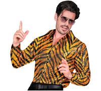 Widmann Party Fashion Shirt (Rainbow Animalier Tiger Sequin Shirt) (XXL) Rainbow