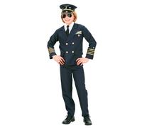 Widmann Pilot (Jacket, Mock Shirt With Tie, Pants, Hat) (128 cm / 5-7 Years) Blu