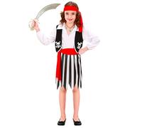 Widmann Pirate Girl (Shirt With Vest, Skirt, Belt, Headband) (128 cm / 5-7 Years