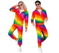 Widmann Pixel Rainbow Party Fashion Tracksuit (Jacket, Pants) (M) Rainbow