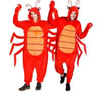 Widmann Plush Onesie Lobster (Hooded Jumpsuit) (S/M) Red