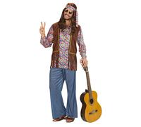 Widmann Psychedelic Hippie Man (Shirt With Vest, Pants, Headband, Necklace) (XL)