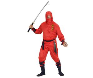 Widmann Red Dragon Ninja (Hooded Coat, Pants, Belt, Face Mask, Arm & Leg Ties) (