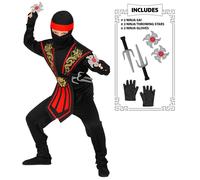 Disfraz Ninja Rojo con accesorios - talla 140