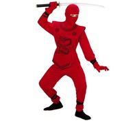 Widmann Red Ninja (Coat With Ties, Pantswith Ties, Chest Armour, Mask) (140 cm /