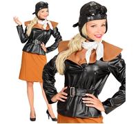 W WIDMANN MILANO Party Fashion - Disfraz de aviadora retro, piloto, chaqueta, falda, bufanda, sombrero, carnaval, fiesta temática